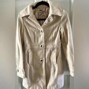 Anthropologie Tulle Wool Blend Cream Peacoat, Size XS